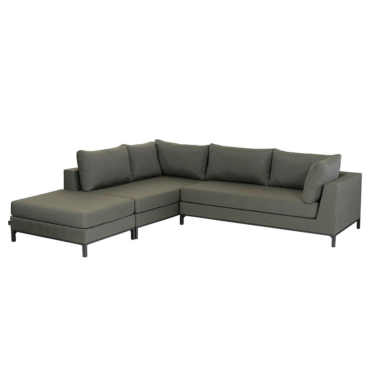 LOUNGESOFA - 3-teilig - Aluminium / Webstoff - Olivgrün, Textil/Metall (246/60/262cm) - home24