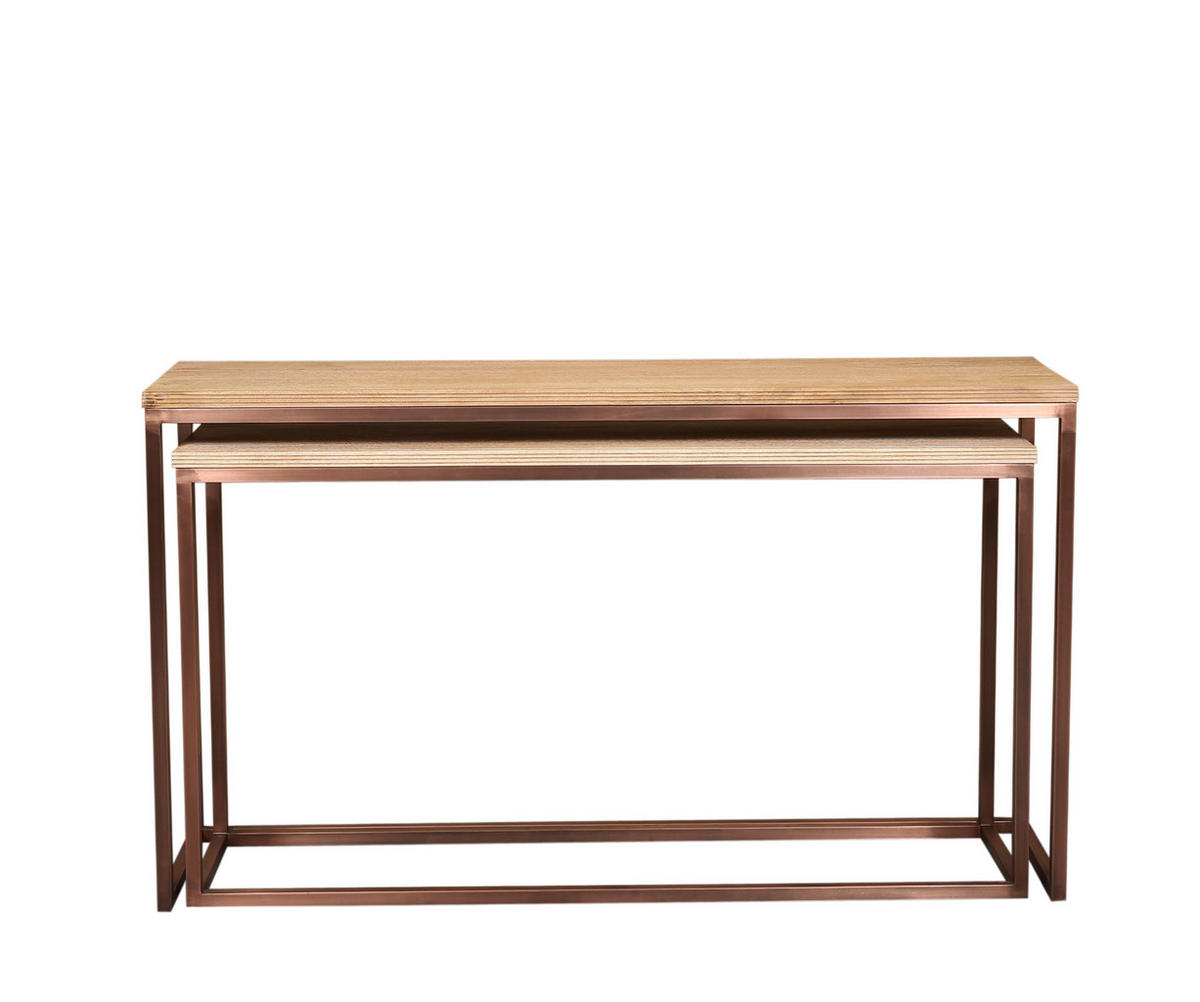 BEISTELLTISCH Zoah Braun 149/41/85cm 2er-Set - Braun, Metall (149/41/85cm) - PTMD Collection