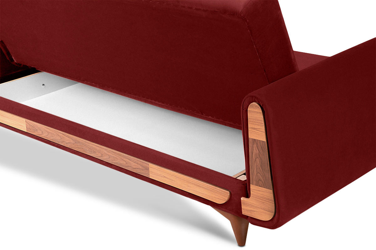 3-SITZER-SCHLAFSOFA GUSTAVO mit Armlehnen, rot - Dunkelbraun/Braun, Holz/Holzwerkstoff (230/98/98cm) - KONSIMO®