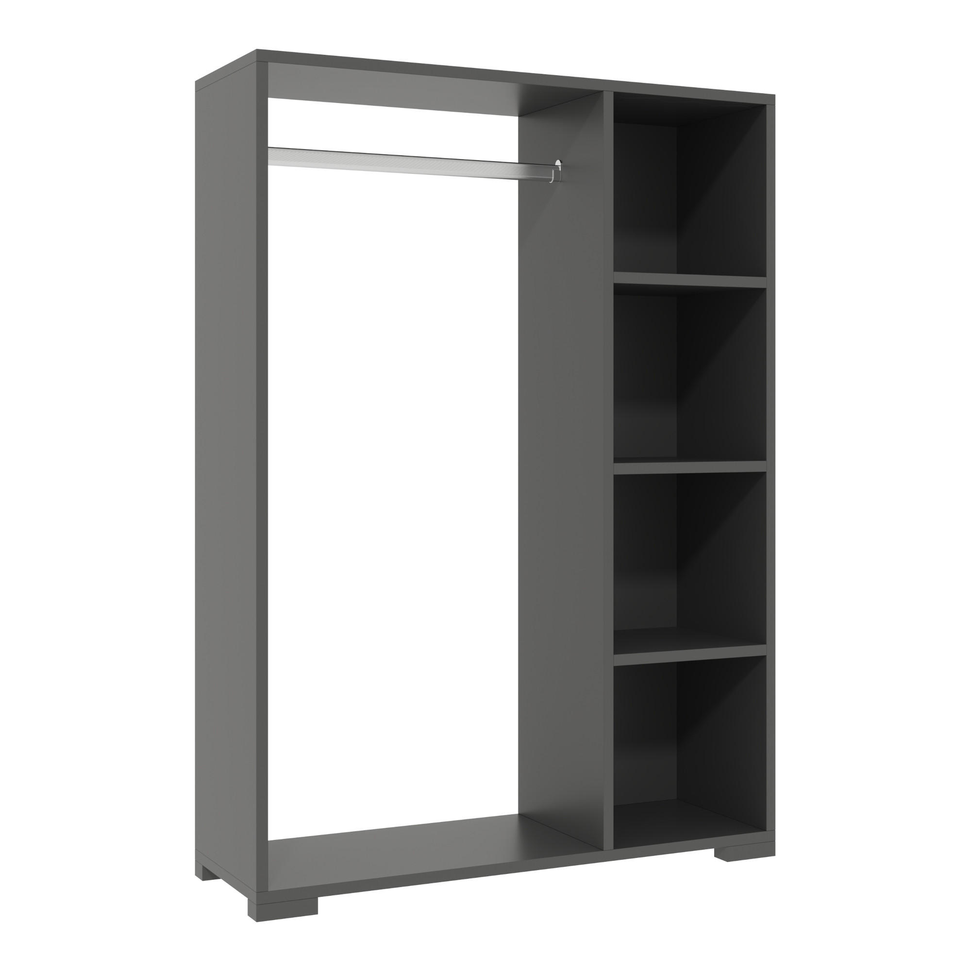 KLEIDERSCHRANK Nesbyen - Anthrazit, Holzwerkstoff/Kunststoff (90/126/30cm) - [en.casa]