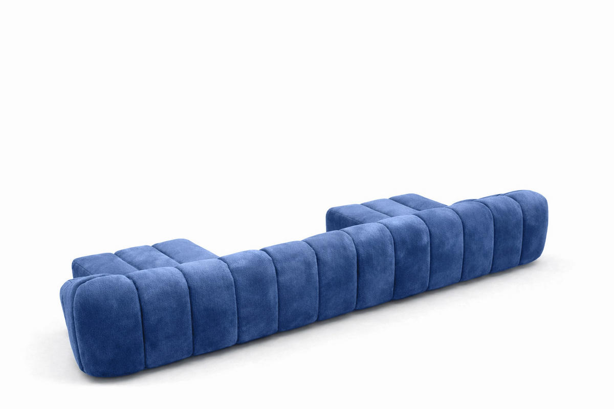 ECKSOFA Modulare U-Form, Veloursstoff Bluvel, Tintenblau, CROISSANT U XL - Blau, Holz (448/72/190cm) - Kaiser Möbel