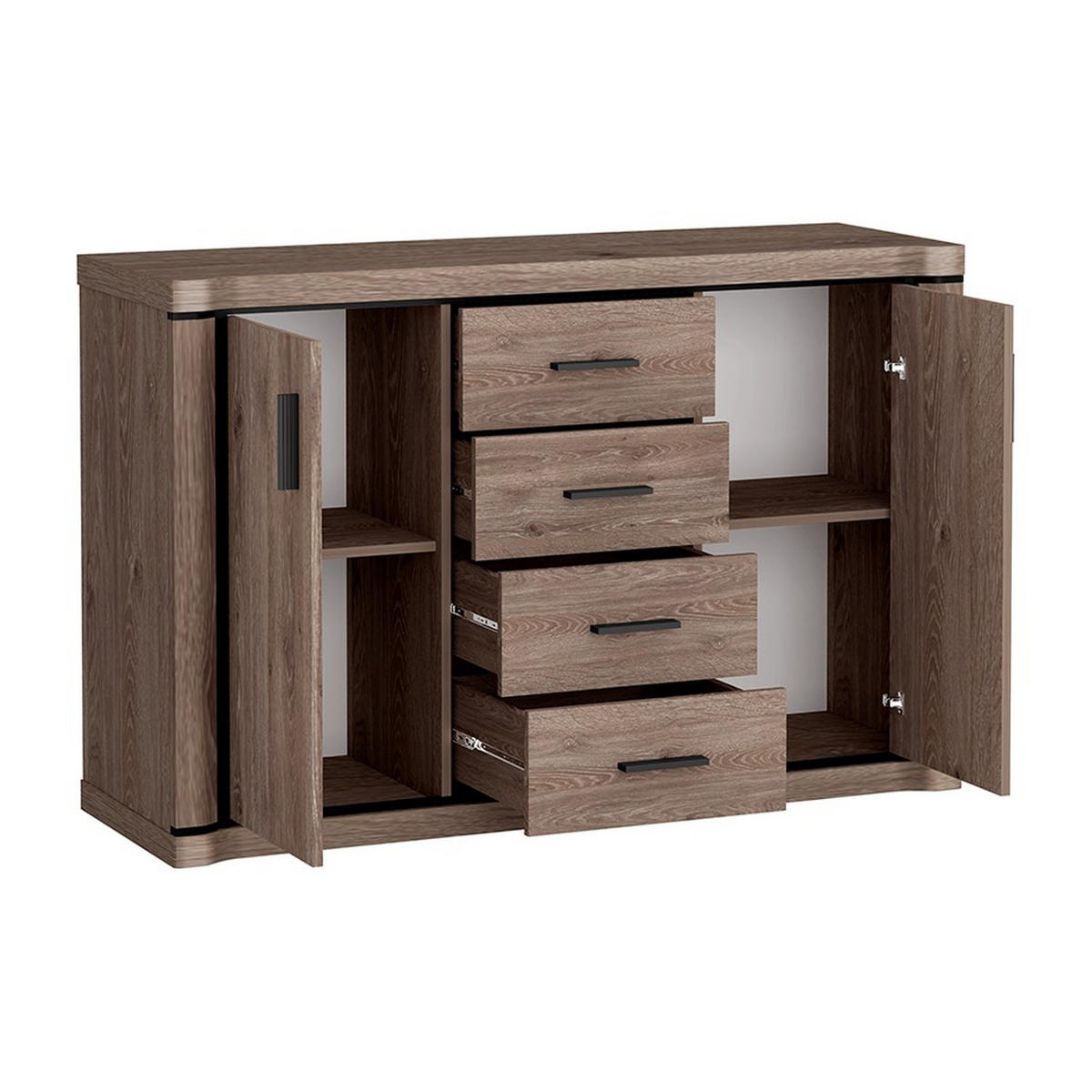 KOMMODE Dallas D-5 137 x 91 x 43,5 cm Trüffeleiche - Trüffeleichefarben, Holzwerkstoff/Kunststoff (137/91/43.5cm) - Koseto