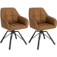ESSZIMMERSTUHL 2er-Set, drehbar, Kunstlederbezug, Hellbraun - Hellbraun/Schwarz, Kunststoff/Metall (57/82.5/50cm) - Woltu