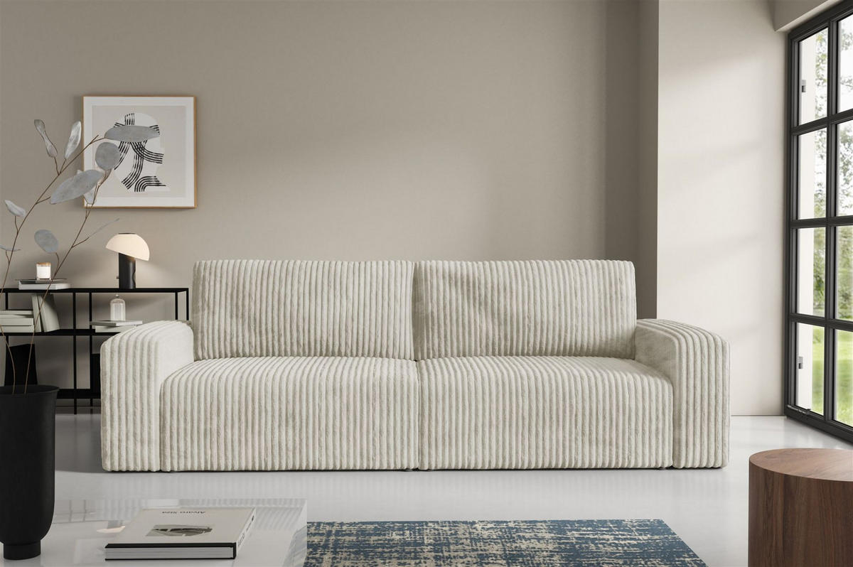 SCHLAFSOFA Natalia - Creme, Holzwerkstoff/Textil (252/85/105cm) - Fun Möbel