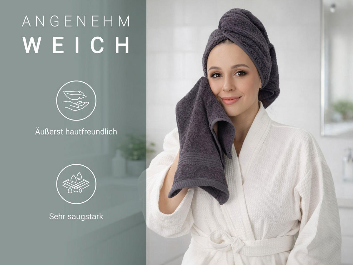 GÄSTETÜCHER, 10er-Set, 30x50 cm, 100% Baumwolle, Grau - Anthrazit, Textil (30/50cm) - Zollner