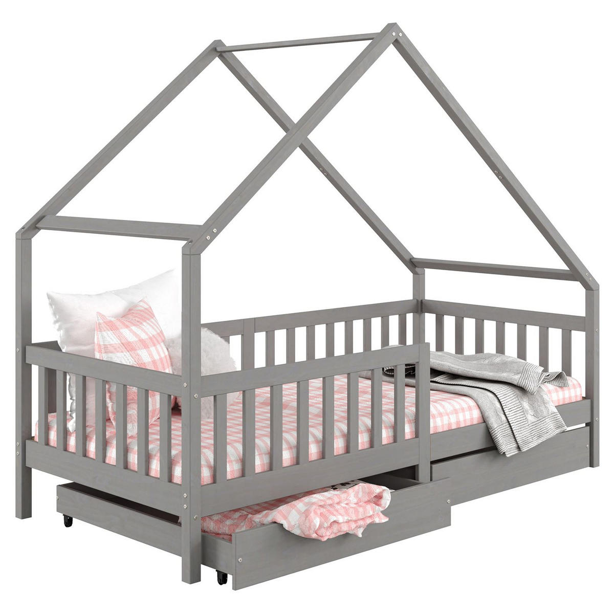 HAUSBETT ALVA 90X200 CM - Grau, Holz (96/168/206cm) - IDIMEX