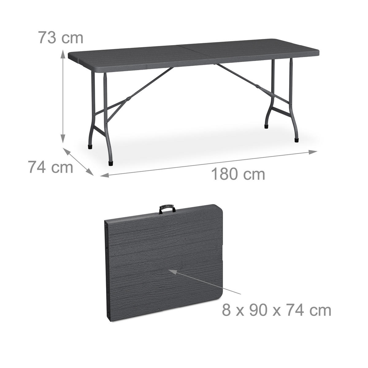 GARTENTISCH - Grau, Kunststoff/Metall (74/180/73cm) - Relaxdays