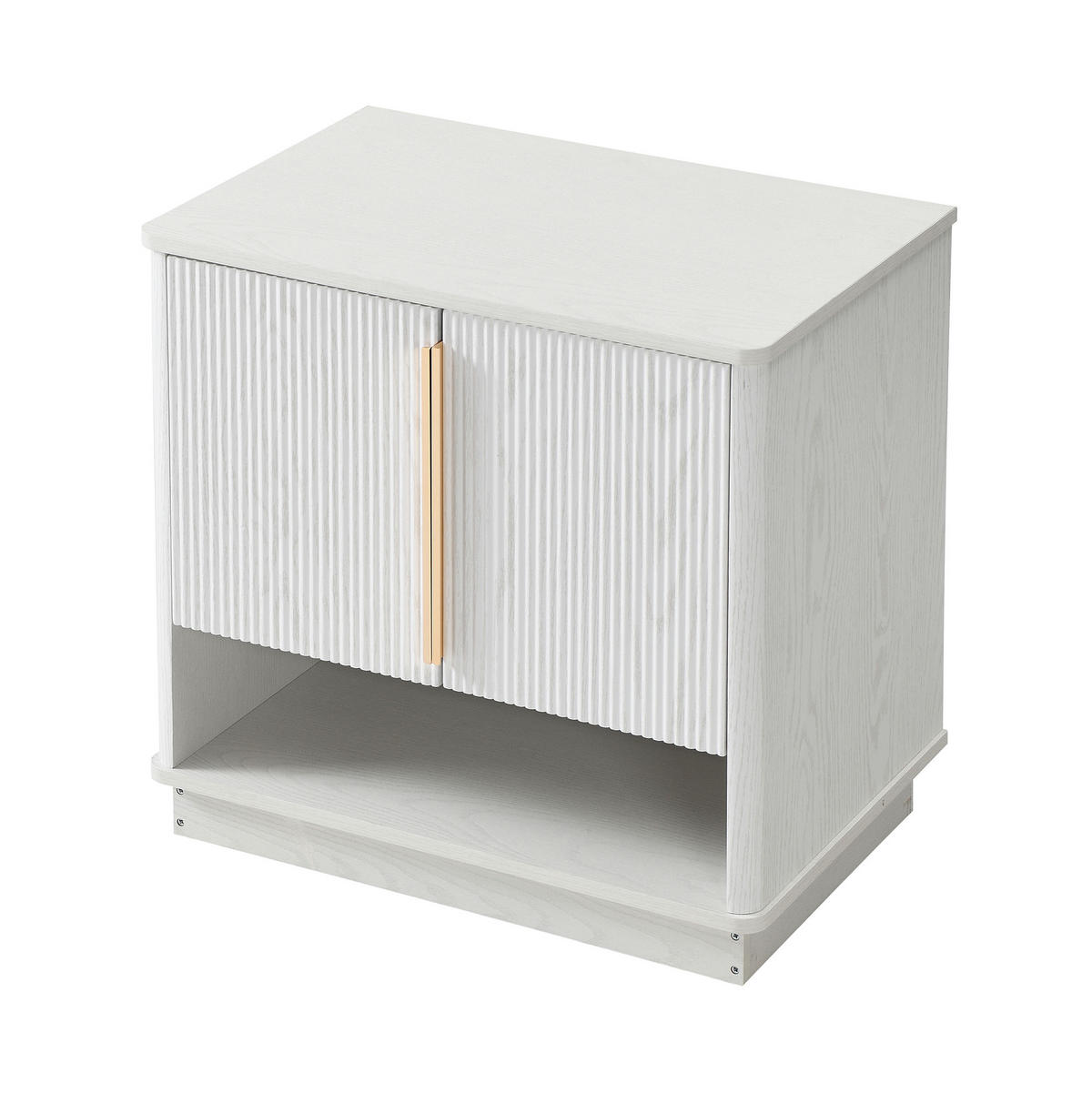 SCHUHSCHRANK 60/40/61 cm Weiß in Holzoptik aus MDF mit 2 Türen und offenem Fach - Weiß, Holzwerkstoff (60/61/40cm) - OKWISH
