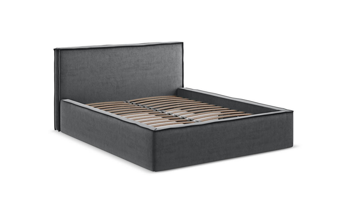 POLSTERBETT mit Bettkasten und Lattenrost 190x215 Beige - Beige/Schwarz, Kunststoff/Textil (140/200cm) - Makamii