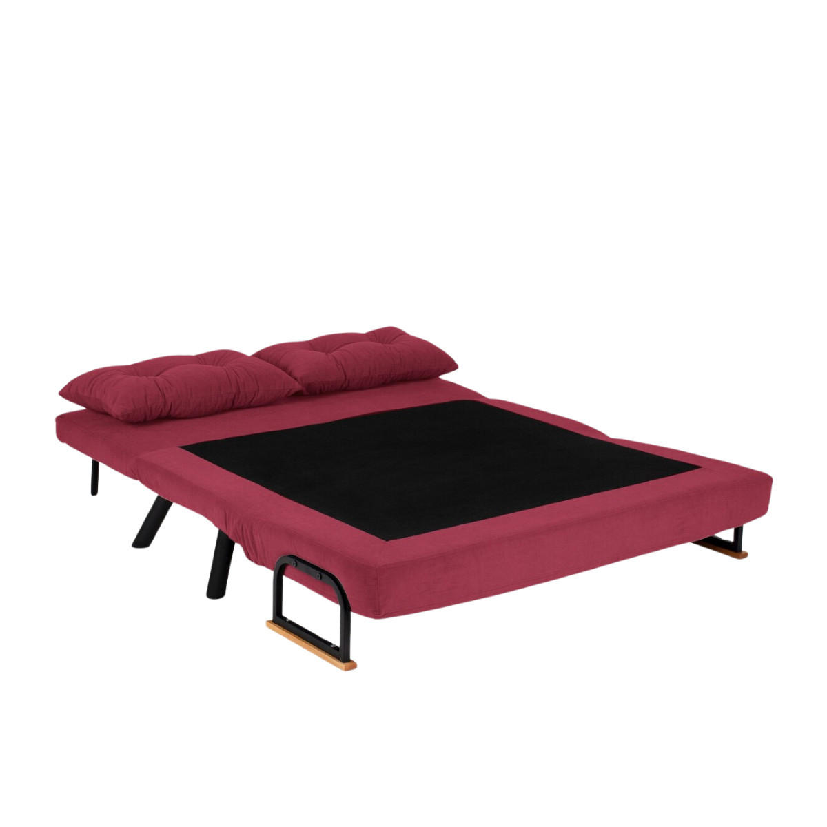 SCHLAFSOFA für 2 Personen mit Stoffbezug und Metallfüßen 133/50/41 cm - Bordeaux, Metall (50/41/133cm) - Calicosy