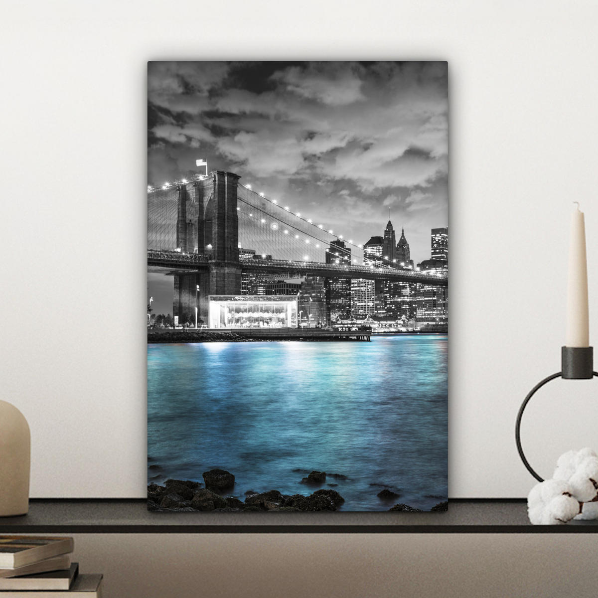 LEINWANDBILD New York - Skyline - Stadt - Blau 20x30 cm - Blaugrau, Textil (20/30cm) - MuchoWow