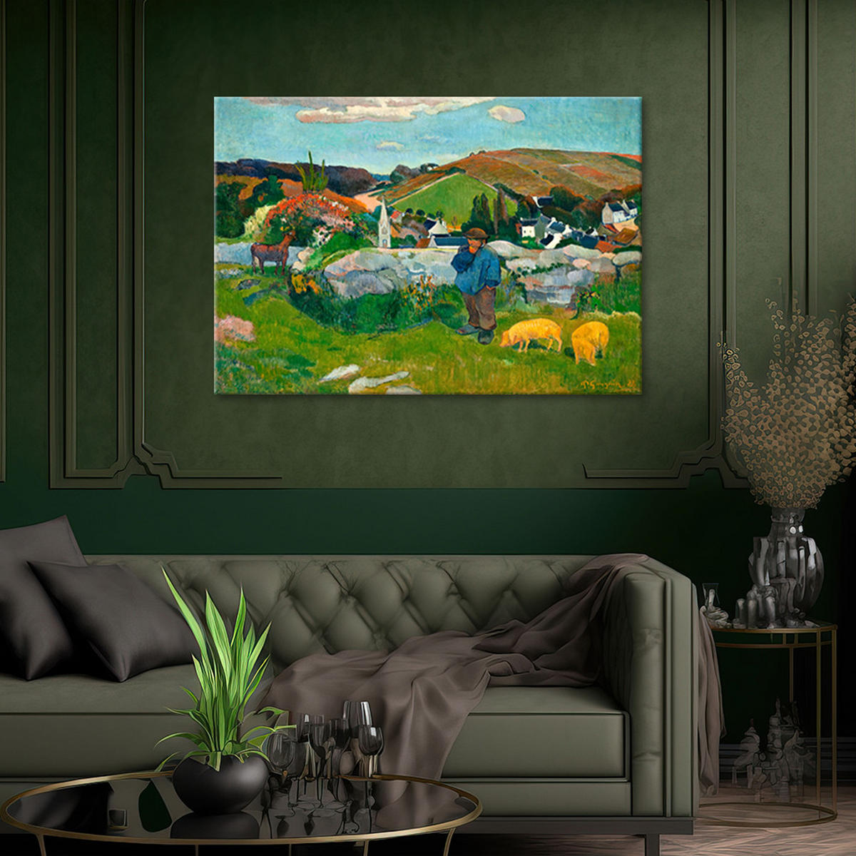 WANDBILD der schweinehirt paul gauguin - Multicolor, Textil (60/40cm) - Feeby