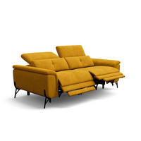SOFA RELAX AVENA 3-Sitzer, gelber Veloursstoff - Gelb/Schwarz, Holz/Textil (204/80/108cm) - Wozimo
