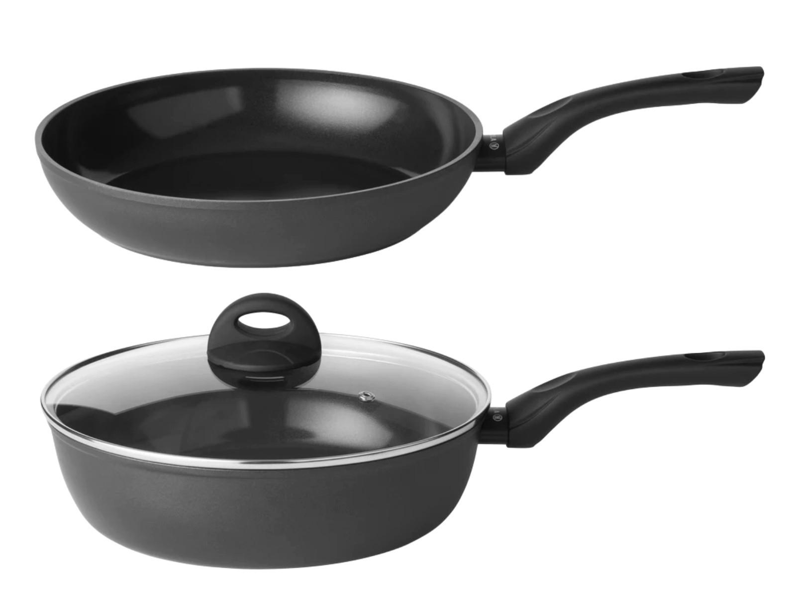 PFANNENSET Kochgeschirr Set Stonehenge 2-Delig - Bratpfanne ø 28 cm und Sautépfanne mit Deckel ø 28 cm - keramische Antihaftbeschichtung - Schwarz, Metall - Sola