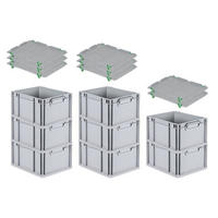 EUROBOX 8x Nextgen Economy Mit Auflagedeckel Grau/Grün Griffe Geschlossen 20 Liter - Grün, Kunststoff (30/22/40cm) - PROREGAL