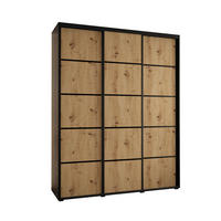 SCHWEBETÜRENSCHRANK 235,2/200/60 3-türig - Schwarz/Eiche Artisan, Holz/Metall (200/235/60cm) - Abiks Möbel
