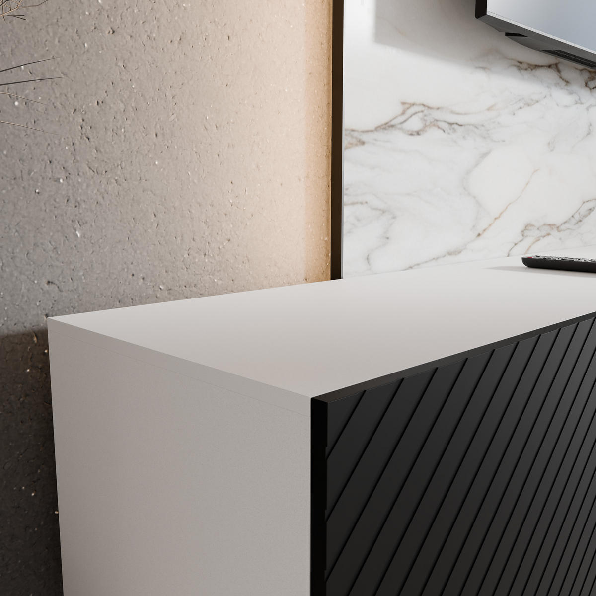 TV-SCHRANK KLER - Schwarz/Weiß, Holzwerkstoff (300/41/40cm) - Meblini