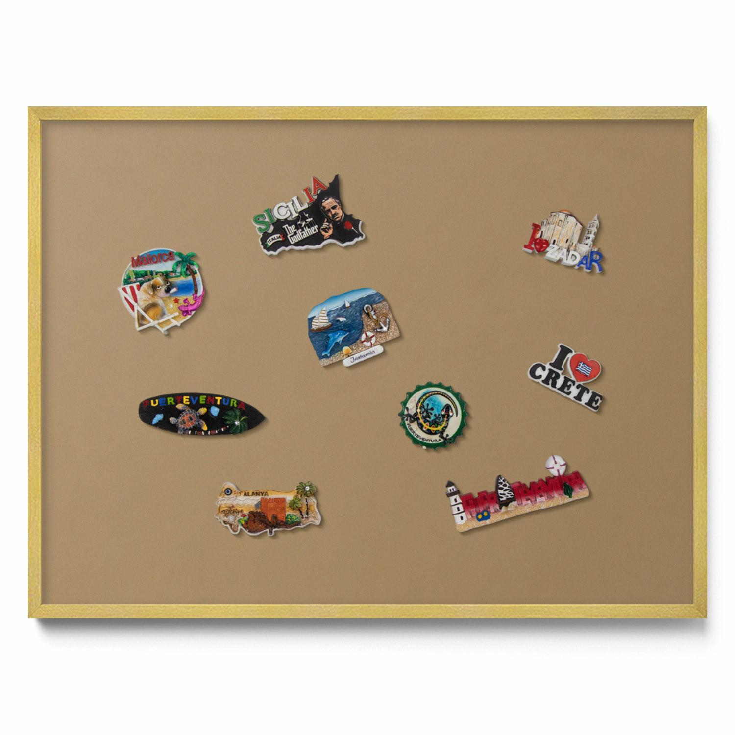 TULUP MAGNETICKÁ TABULE 80x60 cm zlatý rám – Pudrově růžovo-béžová barva