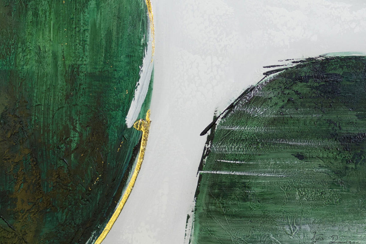 ACRYLBILD HANDGEMALT 60/90 cm - Weiß/Grün, Holz/Textil (1.7/90cm) - KUNSTLOFT