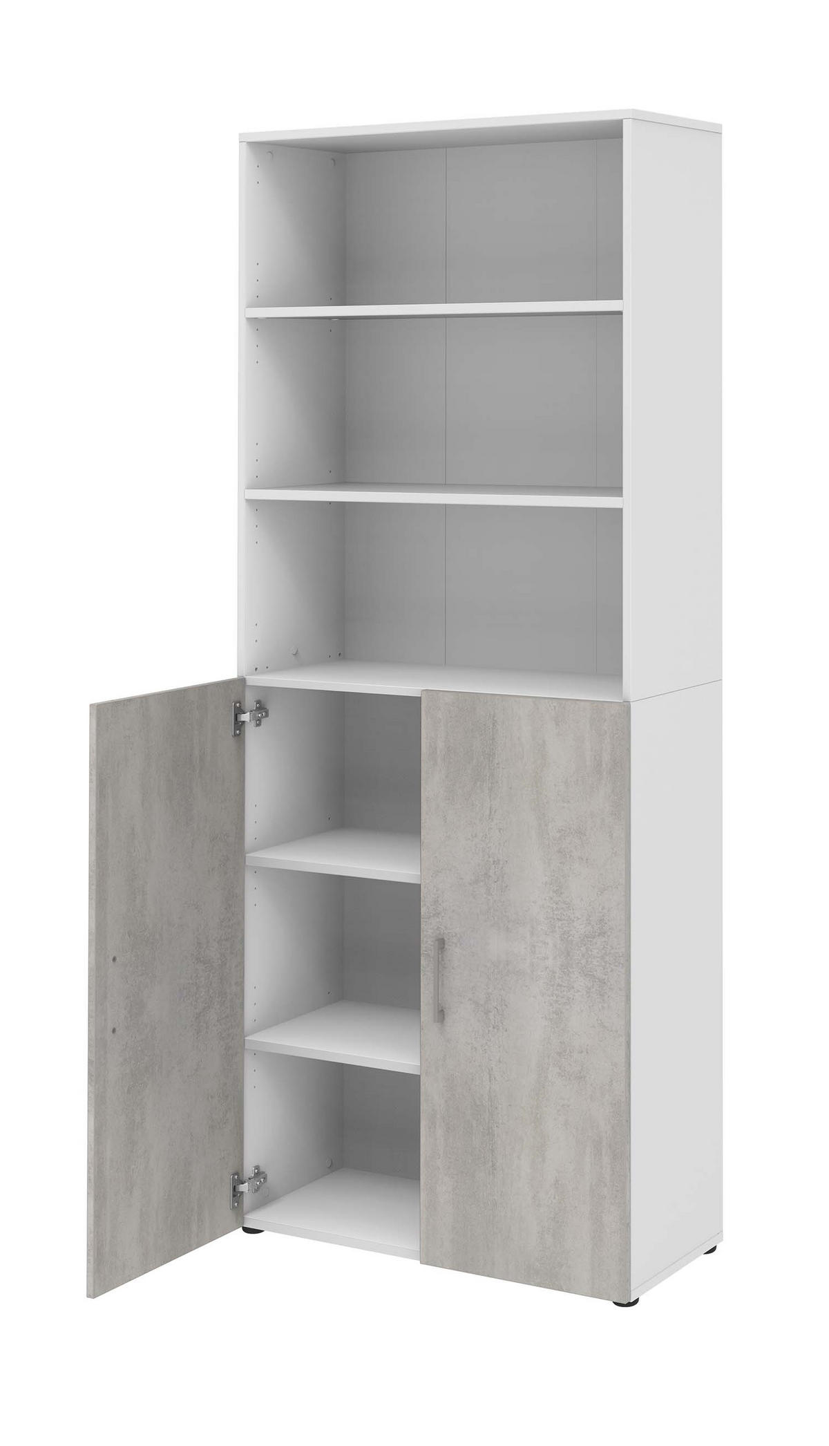 AKTENSCHRANK - 6 Ordnerhöhen - Weiß/Beton - Grau, Holzwerkstoff (80/212.5/34.4cm) - Röhr