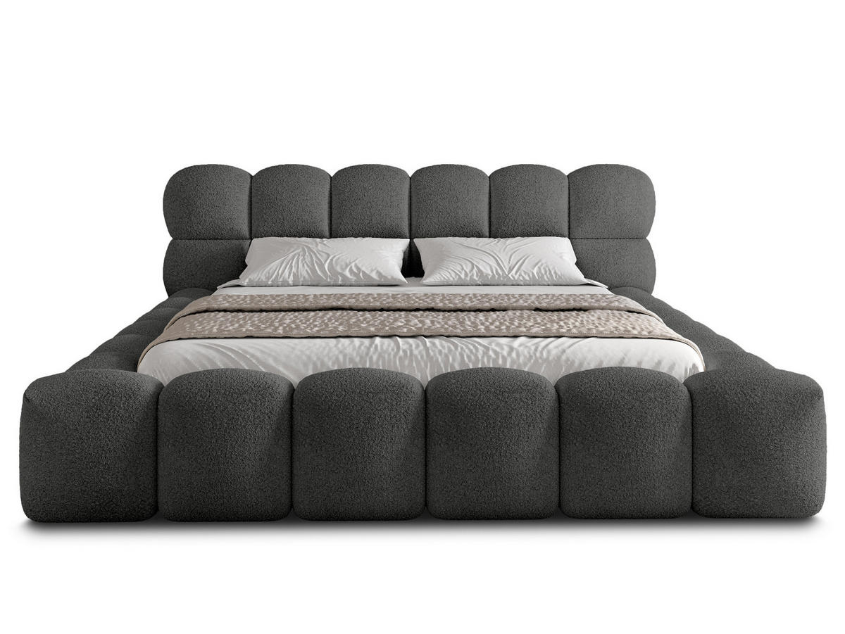 POLSTERBETT Mira 2 Anthrazit 140/200 cm Boucle mit Bettkasten - Anthrazit, Textil/Metall (140/200cm) - wonello
