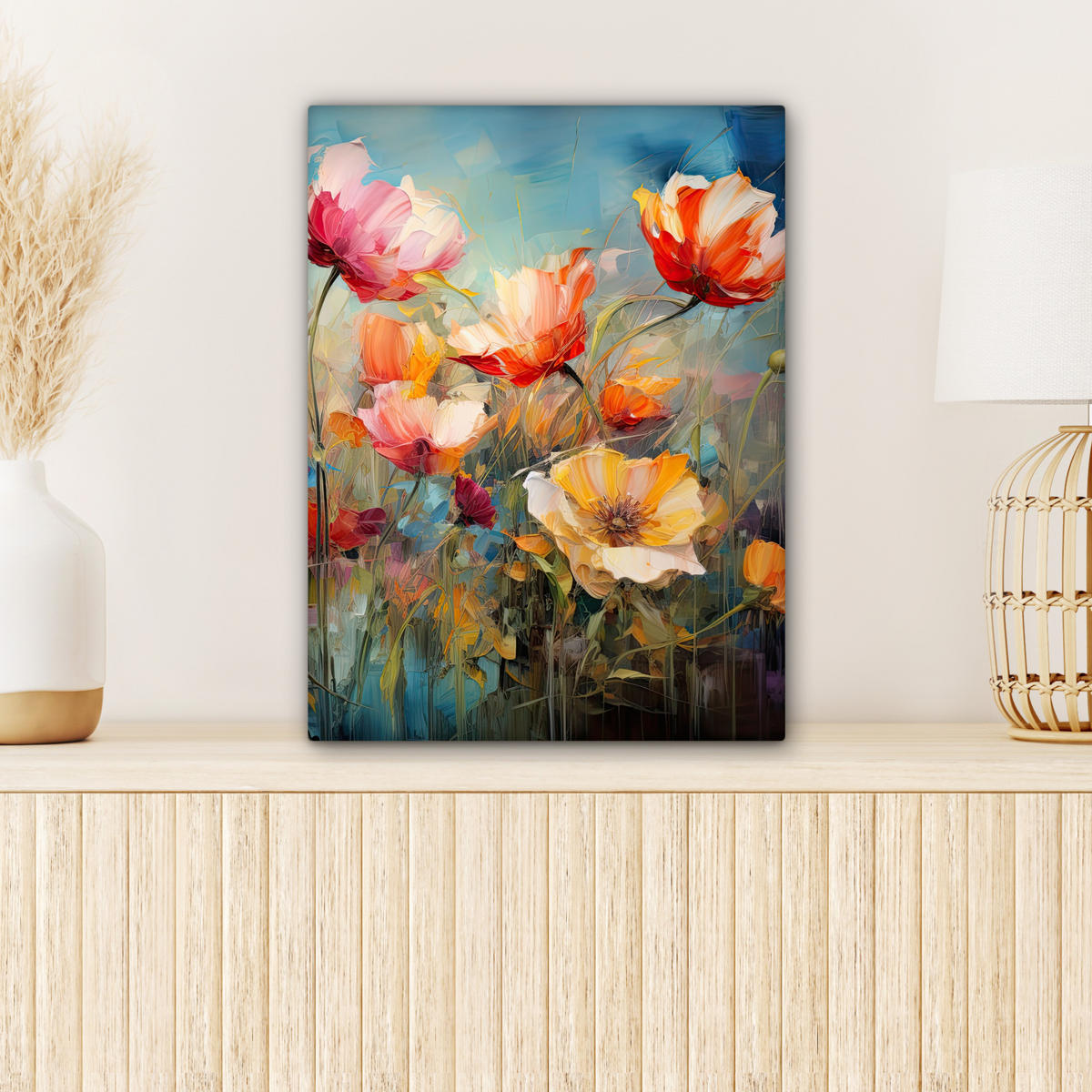 LEINWANDBILD Blumen - Aquarell - Kunst - Botanisch - Natur 30x40 cm - Orange, Textil (30/40cm) - MuchoWow