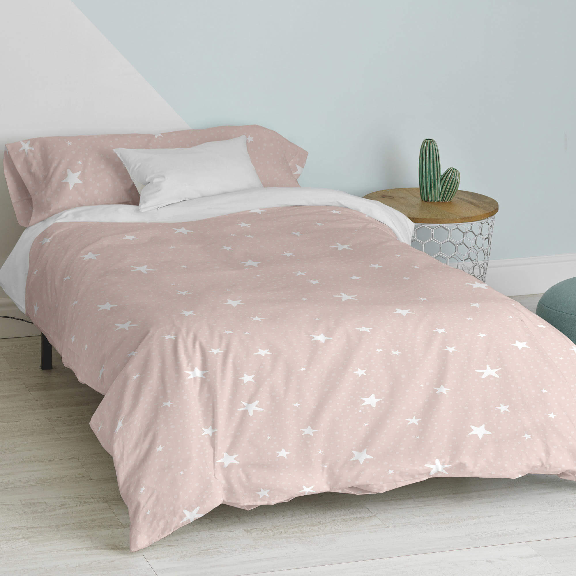 BETTBEZUG 2er-Set teiliges little star 135/140x200 cm (standardgrösse) rosa - Pink, Textil (140/200cm) - Happy Friday