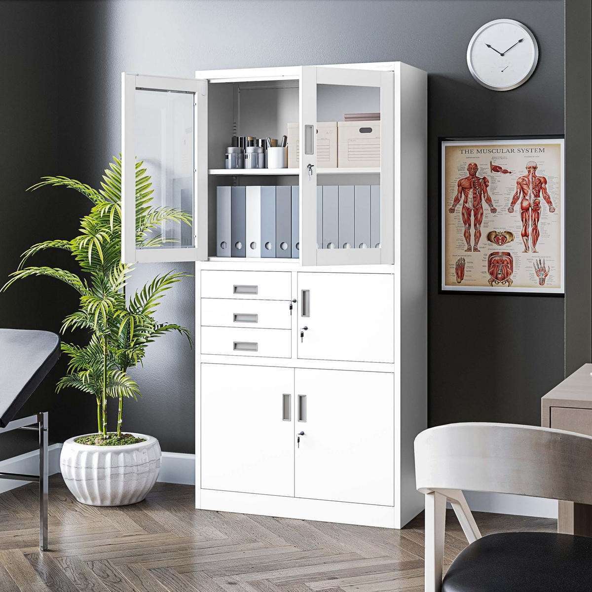 AKTENSCHRANK FILIP - Weiß, Metall (90/185/40cm) - Jan Nowak