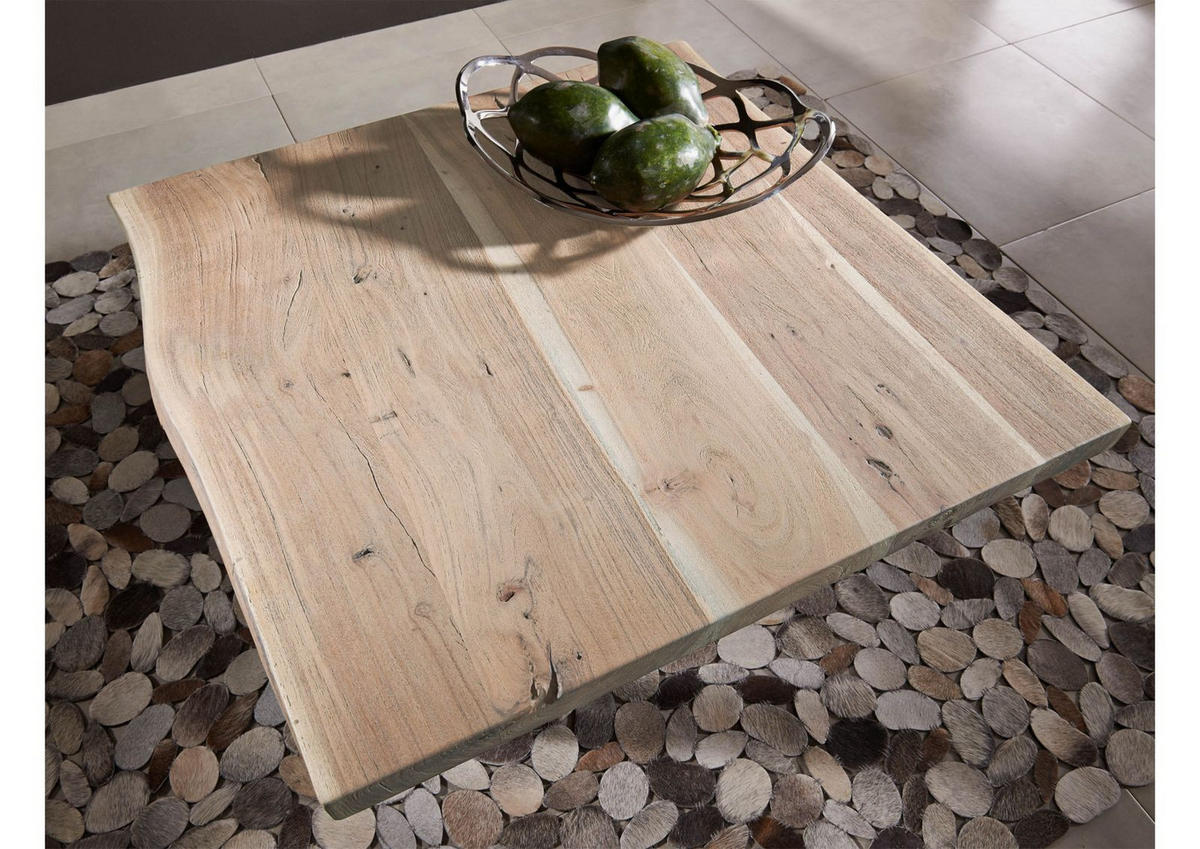 COUCHTISCH Akazie 90x90x45 Natural Stone lackiert FREEFORM #122 - Beige, Holz (90/90/45cm) - Massivmoebel24