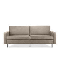 3-SITZER-SOFA INVIA Klassische-Stil mit Armlehnen, Lederoptik-Stoff, hellgrau - Hellgrau/Schwarz, Textil (209/87/98cm) - KONSIMO®