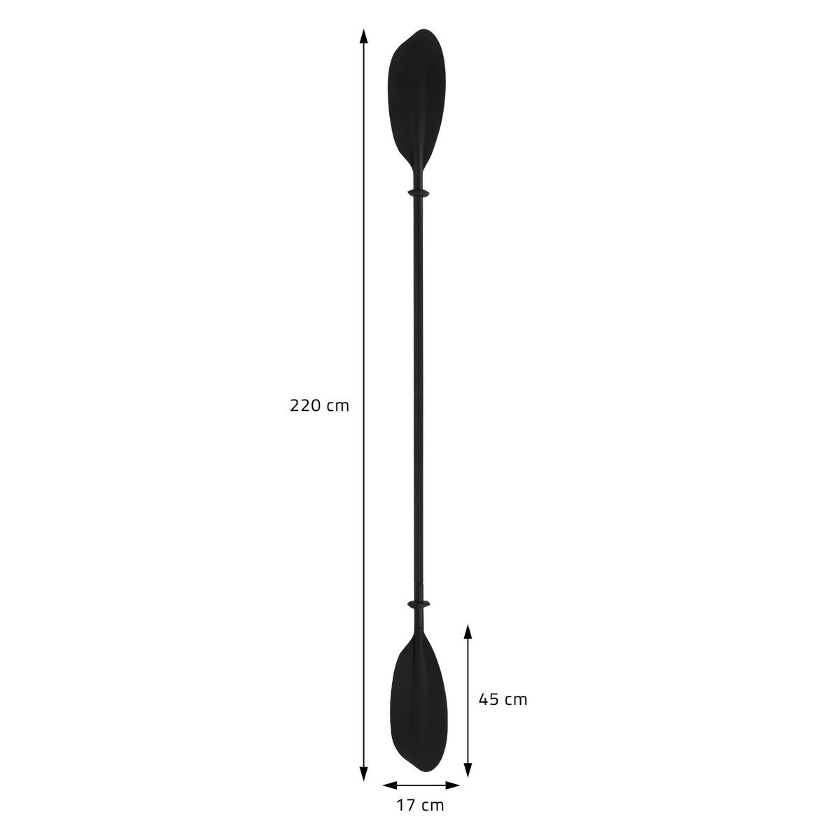DOPPELPADDEL für SUP und Kajak - Schwarz, Metall (220/17/4cm) - ECD-Germany