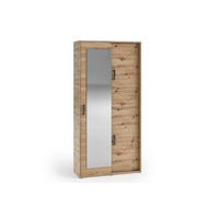GARDEROBENSCHRANK Vanessa II 100 cm mit Spiegel, eiche artisan - Eiche Artisan, Kunststoff (100/205/40cm) - Margaret Hadas24