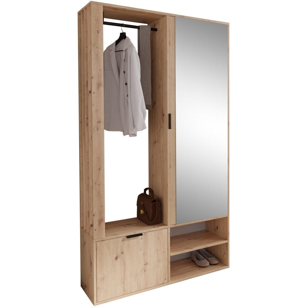 GARDEROBENSCHRANK Limo mit Spiegel und Schuhschrank, Eiche Artisan - Eiche Artisan, Holzwerkstoff (100/190/33cm) - Beautysofa