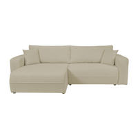 ECKSOFA Oreo L-Form Mit Bettkasten Und Schlaffunktion Quelle-Stoff Beige Links - Beige, Holz (143/247cm) - Kaiser Möbel