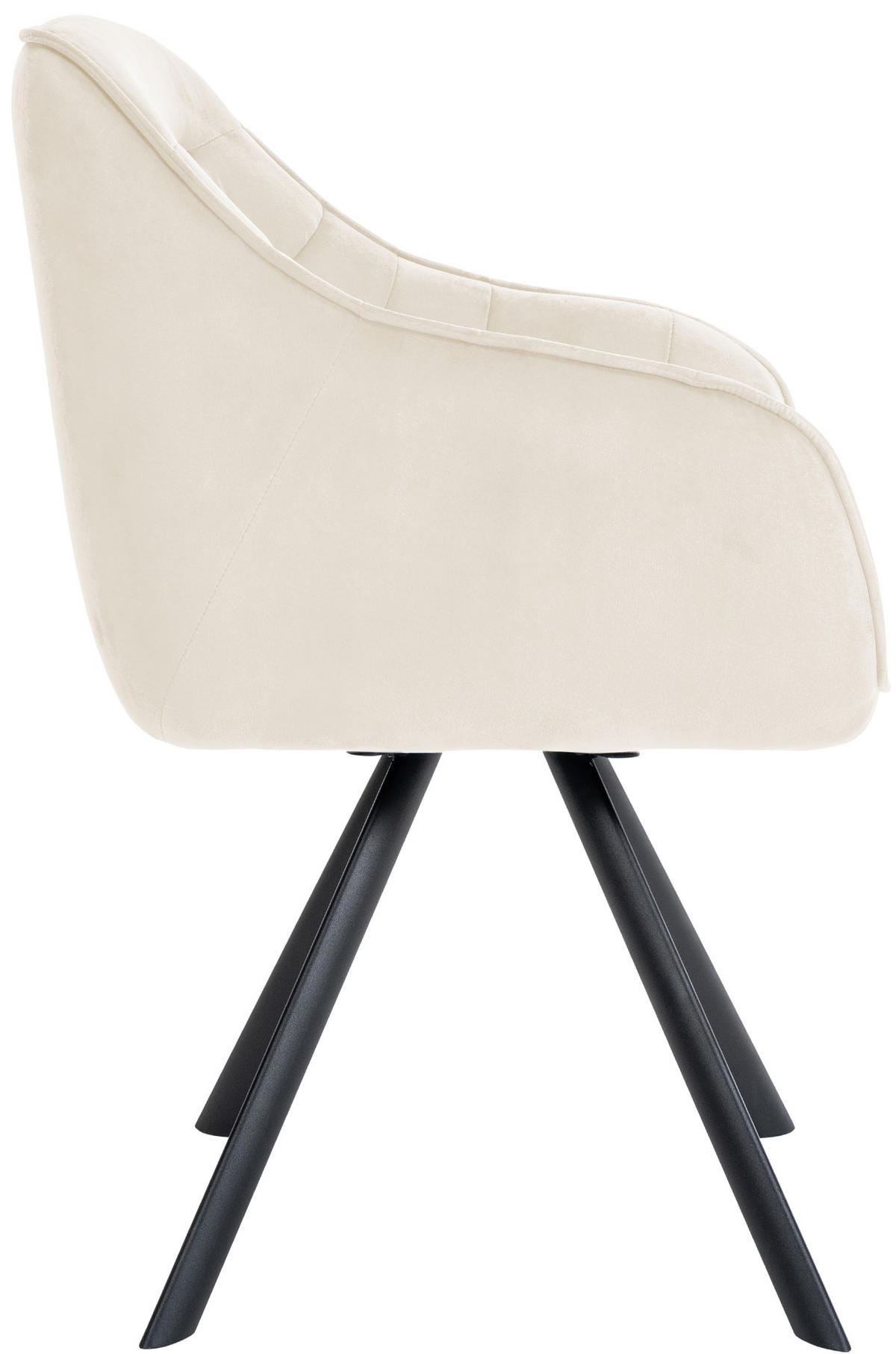 ARMLEHNENSTUHL Samt creme - Creme/Schwarz, Textil/Metall (57/90/63cm) - CLP