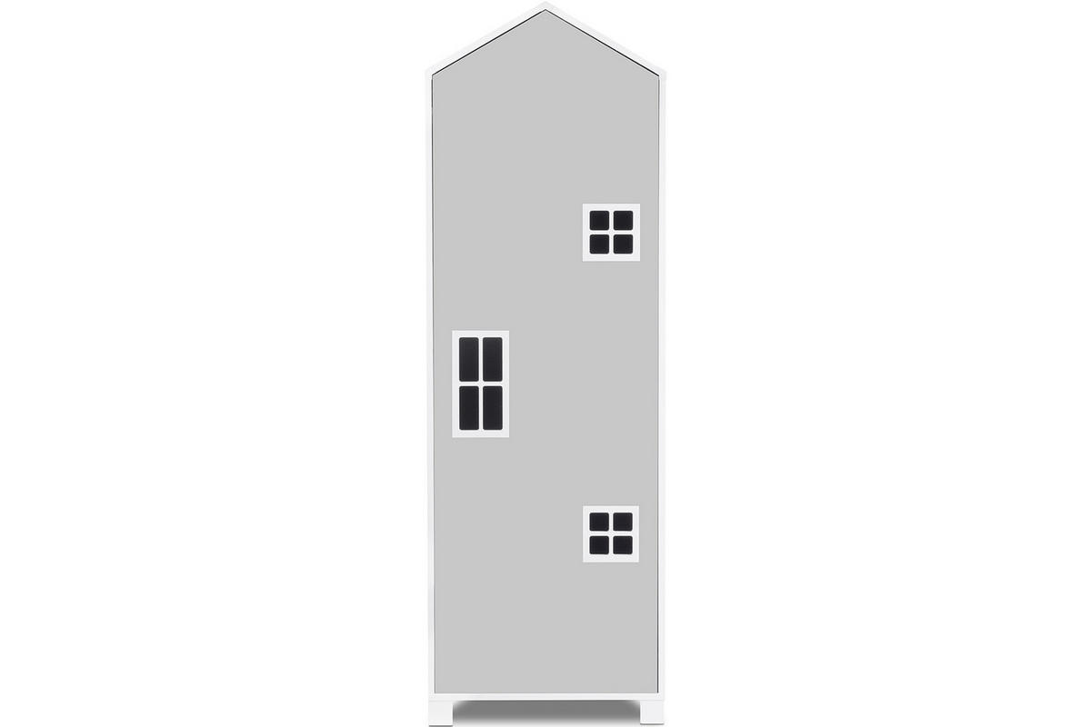 KINDERKLEIDERSCHRANK MIRUM mit Einlegeböden und Bar, Weiß/Grau - Weiß/Grau, Holz (57/172/45cm) - KONSIMO®