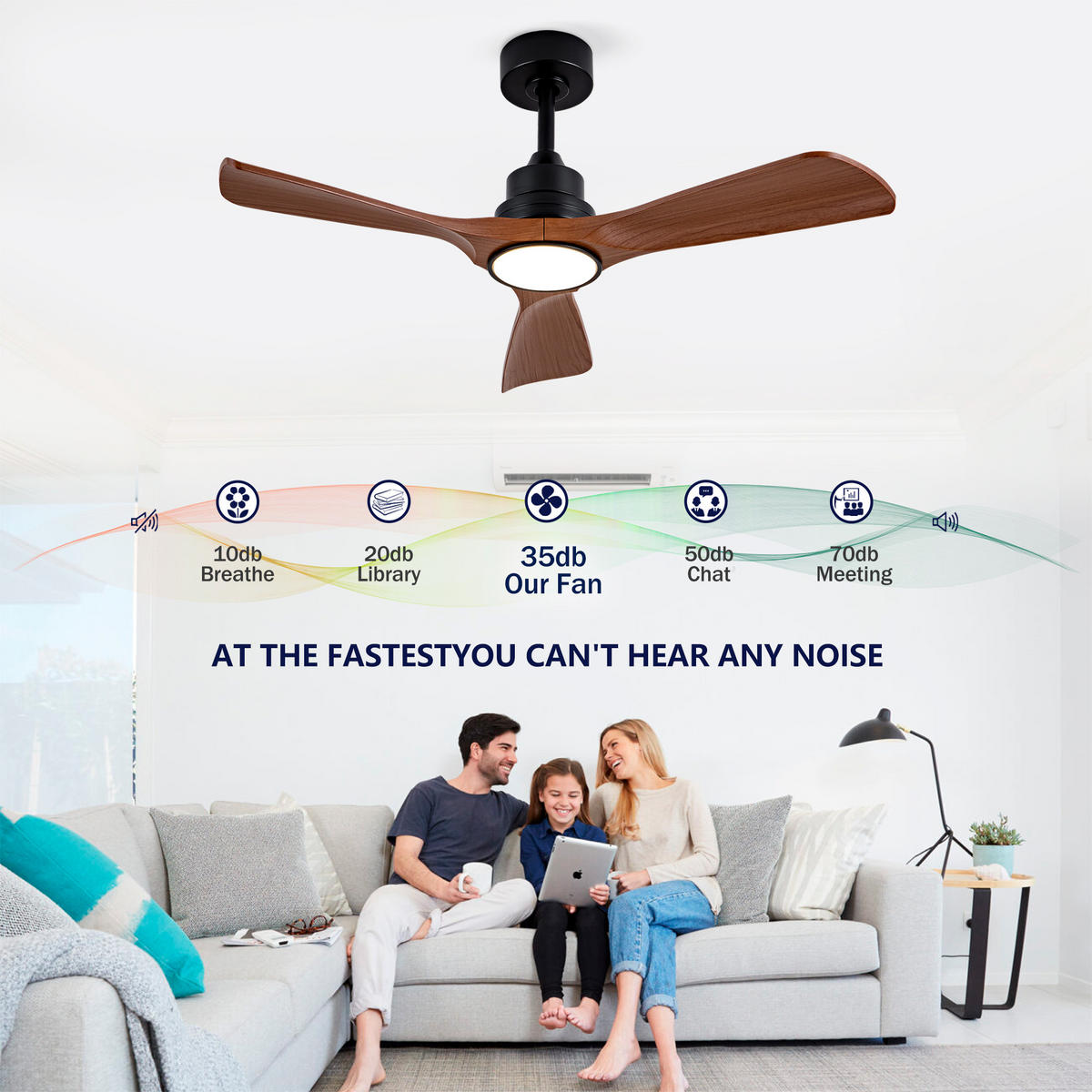 DECKENVENTILATOR DE-16234 42 Zoll dimmbar mit Fernbedienung Walnuss - Walnussfarben, Kunststoff (107/107/37cm) - ComfortXL