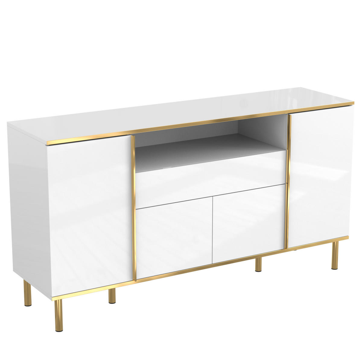 SIDEBOARD 150/40/80 cm aus MDF und Spanplatte mit LED-Beleuchtung Weiß - Weiß, Holzwerkstoff (150/80/40cm) - Modenvie