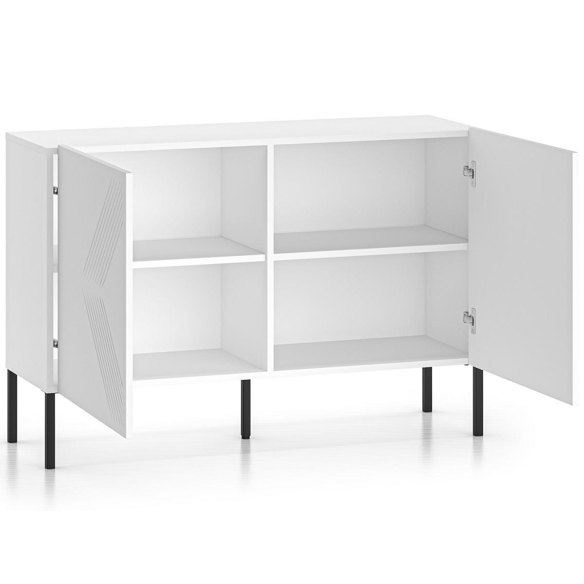 KOMMODE NEBRO,Weiß - Schwarz/Weiß, Holzwerkstoff (114/77/37cm) - KONSIMO®