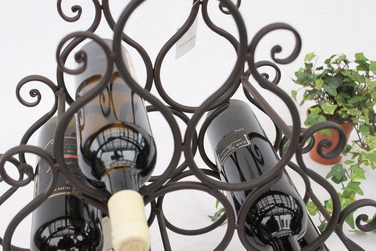 WEINREGAL für 10 Flaschen Metall Dunkelbraun 43/19/52 cm - Braun, Metall (43/52/19cm) - DanDiBo