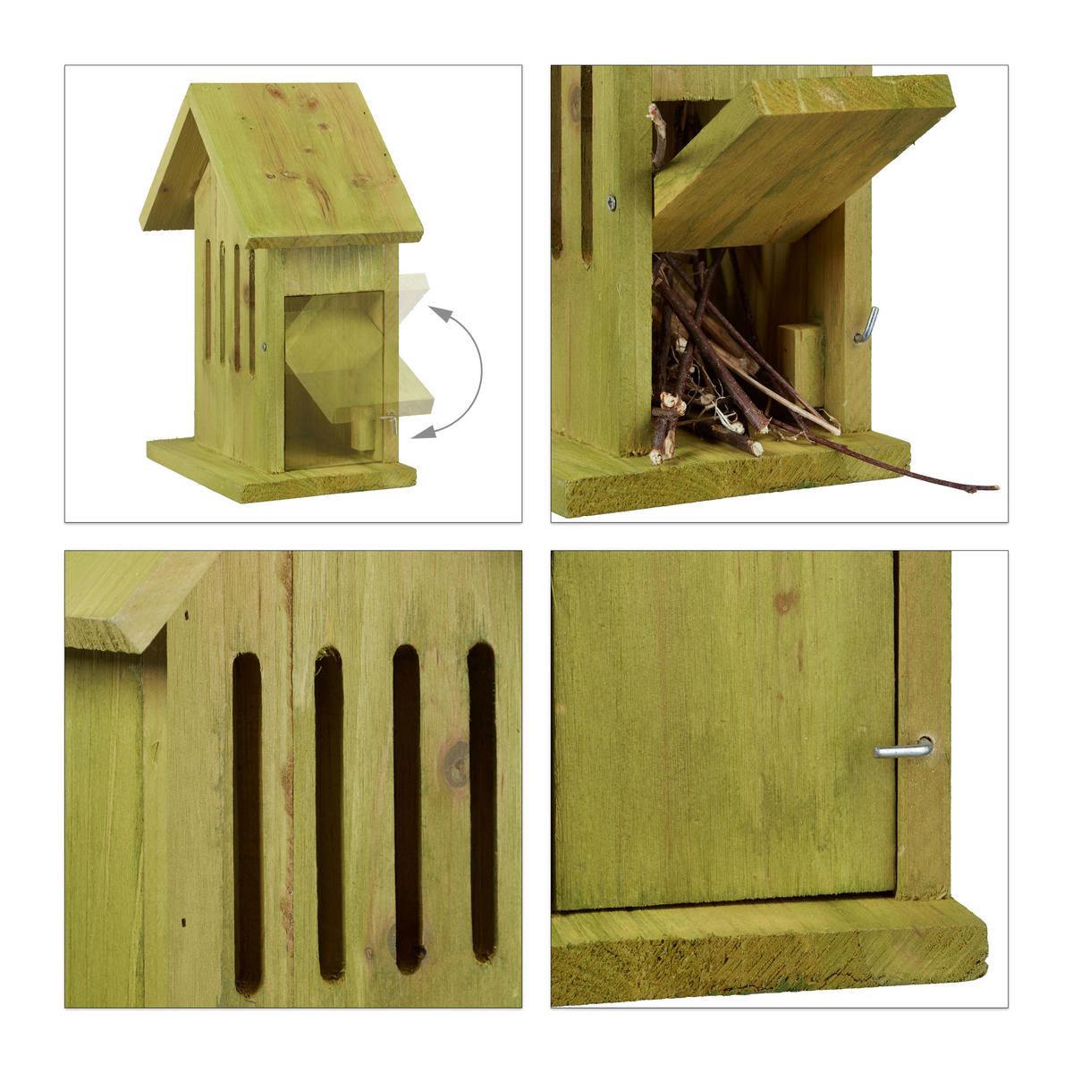 SCHMETTERLINGSHAUS - Grün, Holz (18.5/25.5/12cm) - Relaxdays