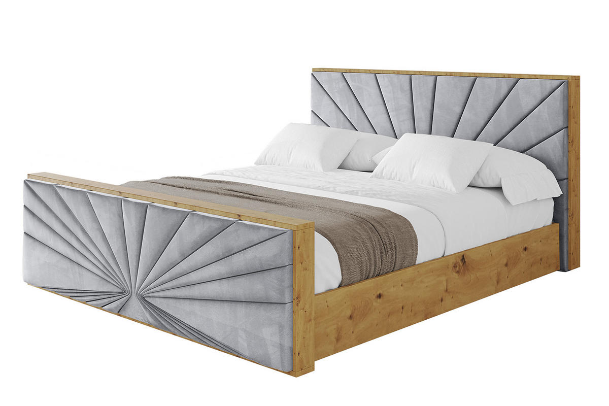 POLSTERBETT mit Bettkasten, Fußteil und Lattenrost, Boxbett mit Matratze H3/H4 - ENZO6-Z 120x200 Hellgrau - Hellgrau, Holzwerkstoff/Textil (120/200cm) - ALTDECOR