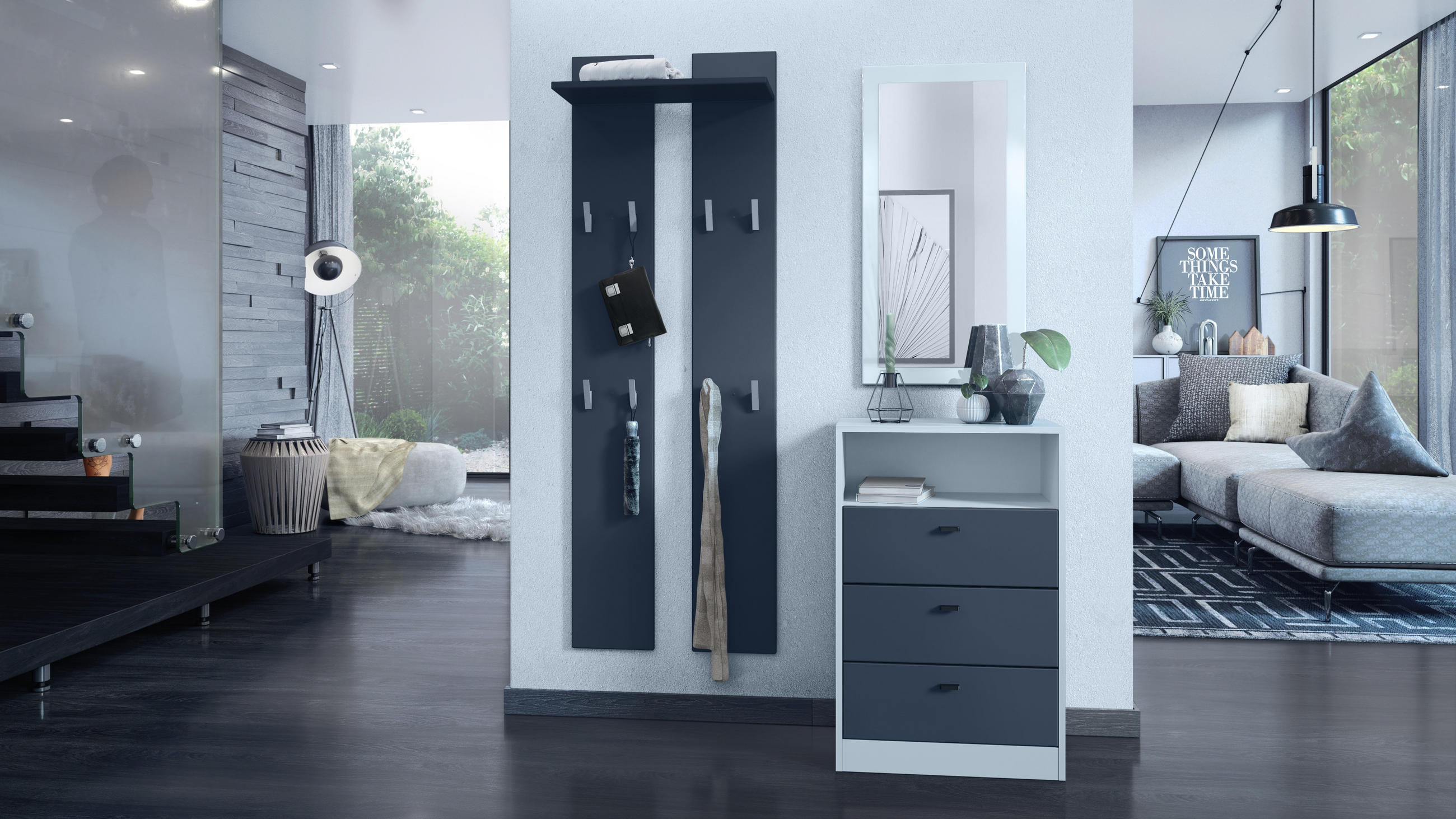 KOMMODE Pino Fronten in Anthrazit matt - Dunkelgrau/Anthrazit, Holzwerkstoff (56/86.5/36cm) - Vladon