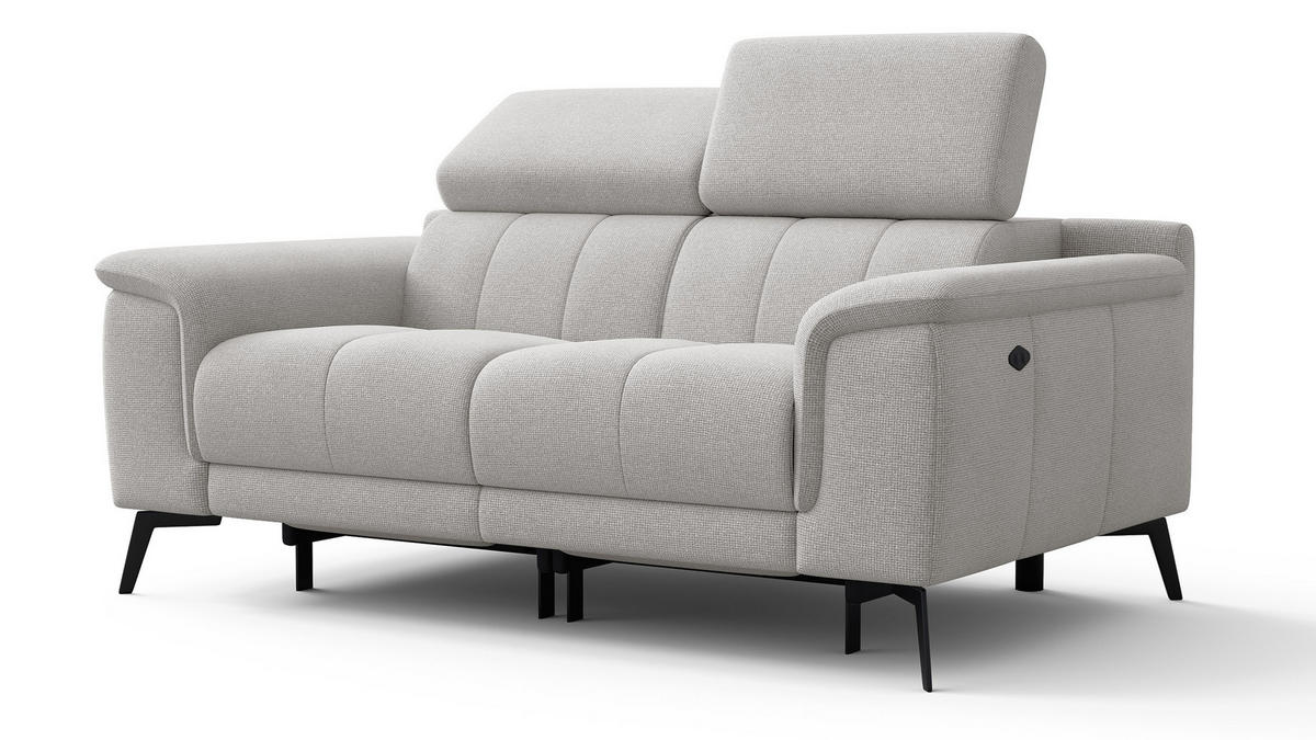RELAXSOFA FIERO 2-Sitzer mit 2 Relaxfunktionen, hellgrau - Hellgrau/Schwarz, Holzwerkstoff/Textil (170/82/103cm) - Courtois Laville