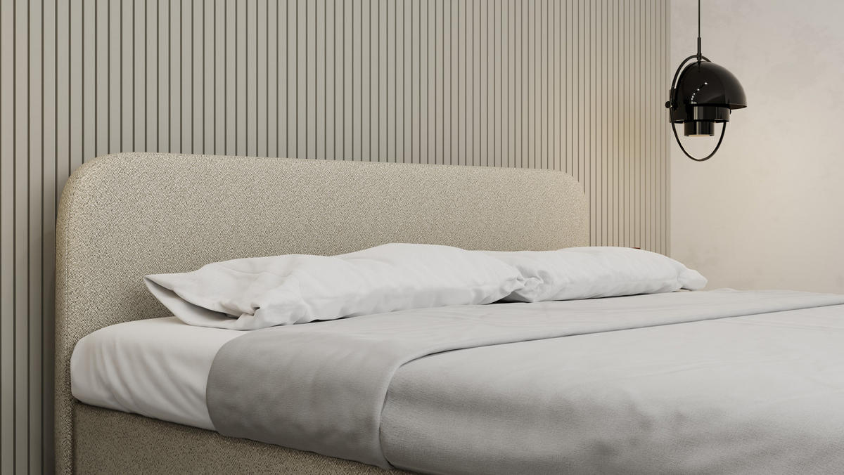 POLSTERBETT Mavilo 180 x 200 cm mit Bettkasten und Lattenrost Federkernmatratze Bonel H3 - beige - Beige, Holz (180/206cm) - Panda Möbel