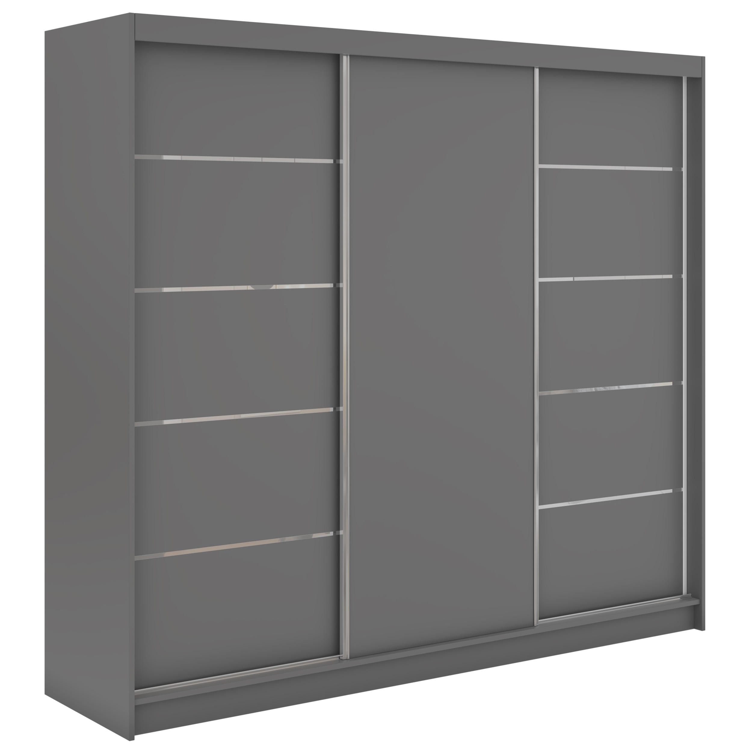 SCHWEBETÜRENSCHRANK mit Schubladen 240 - MACEDONIA - Grau - Alufarben/Grau, Holzwerkstoff/Metall (240/216/61cm) - MKS