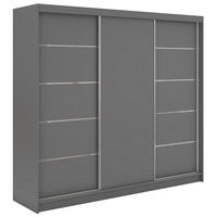 SCHWEBETÜRENSCHRANK mit Schubladen 240 - MACEDONIA - Grau - Alufarben/Grau, Holzwerkstoff/Metall (240/216/61cm) - MKS