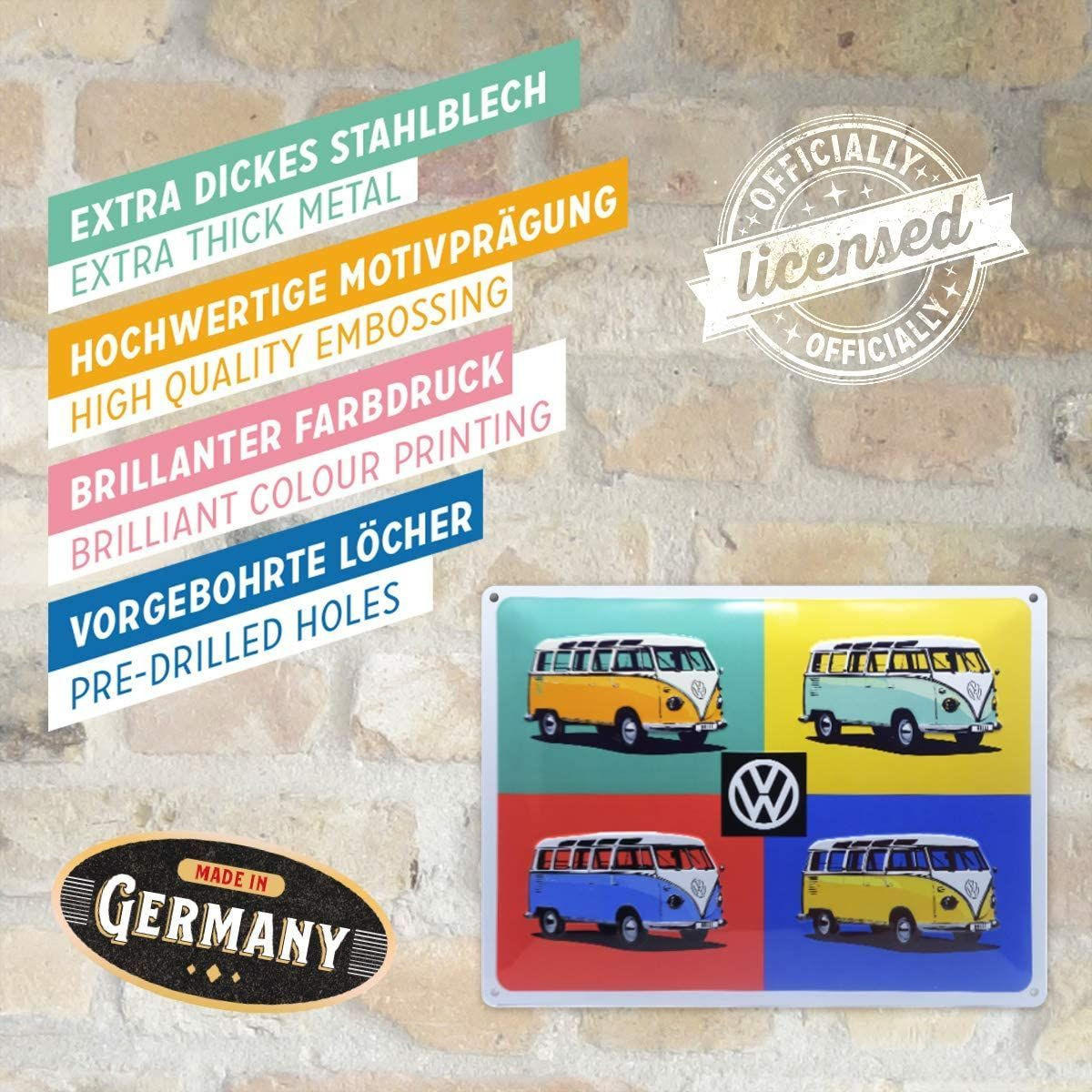 BLECHSCHILD 30/40 cm Volkswagen VW BulliPop Art - Multicolor, Metall (40/30/0.2cm) - Nostalgic-Art