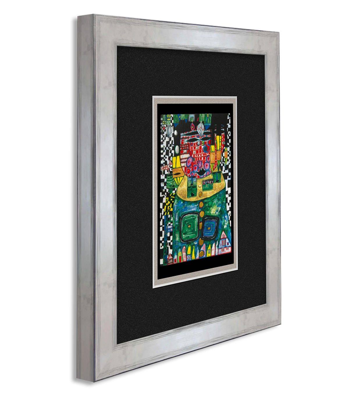 BILD gerahmt 30x35 cm Friedensreich Hundertwasser „Antipode King“ - Multicolor, Holz (35/30cm) - artissimo