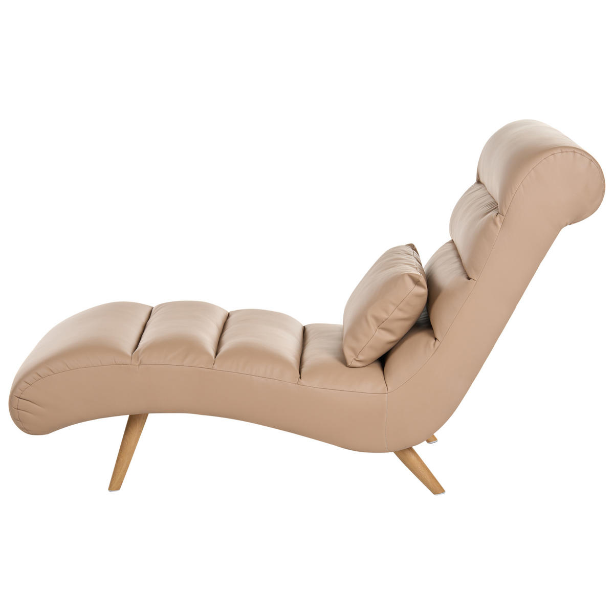 ČALOUNĚNÉ LEHÁTKO CHAISE LONGUE Umělá kůže Světle hnědé Rives - hnědá/světle hnědá, textil (78/97/160cm) - Beliani